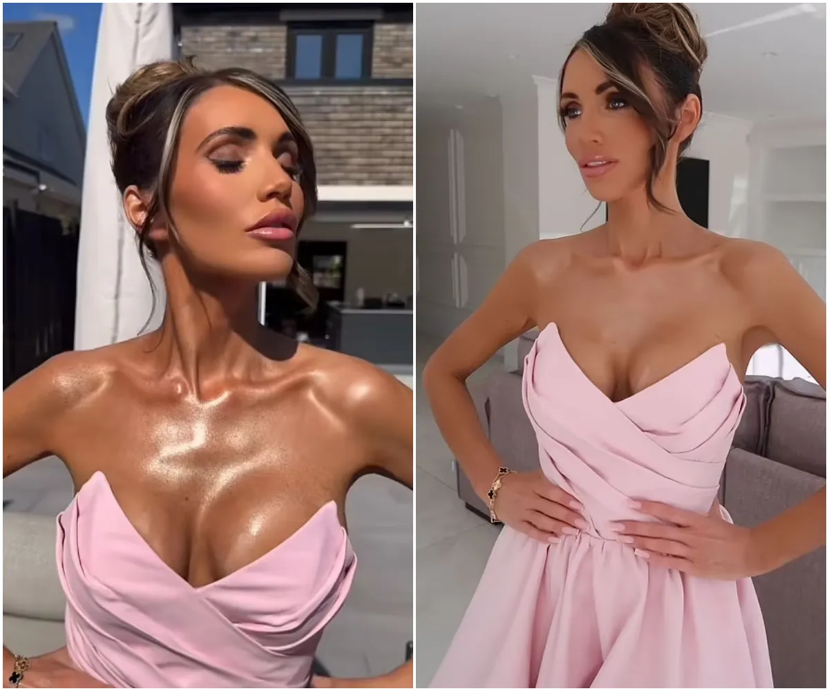 Amy Childs sparks concern over dramatic weight loss as she models a strapless pink minidress - suong