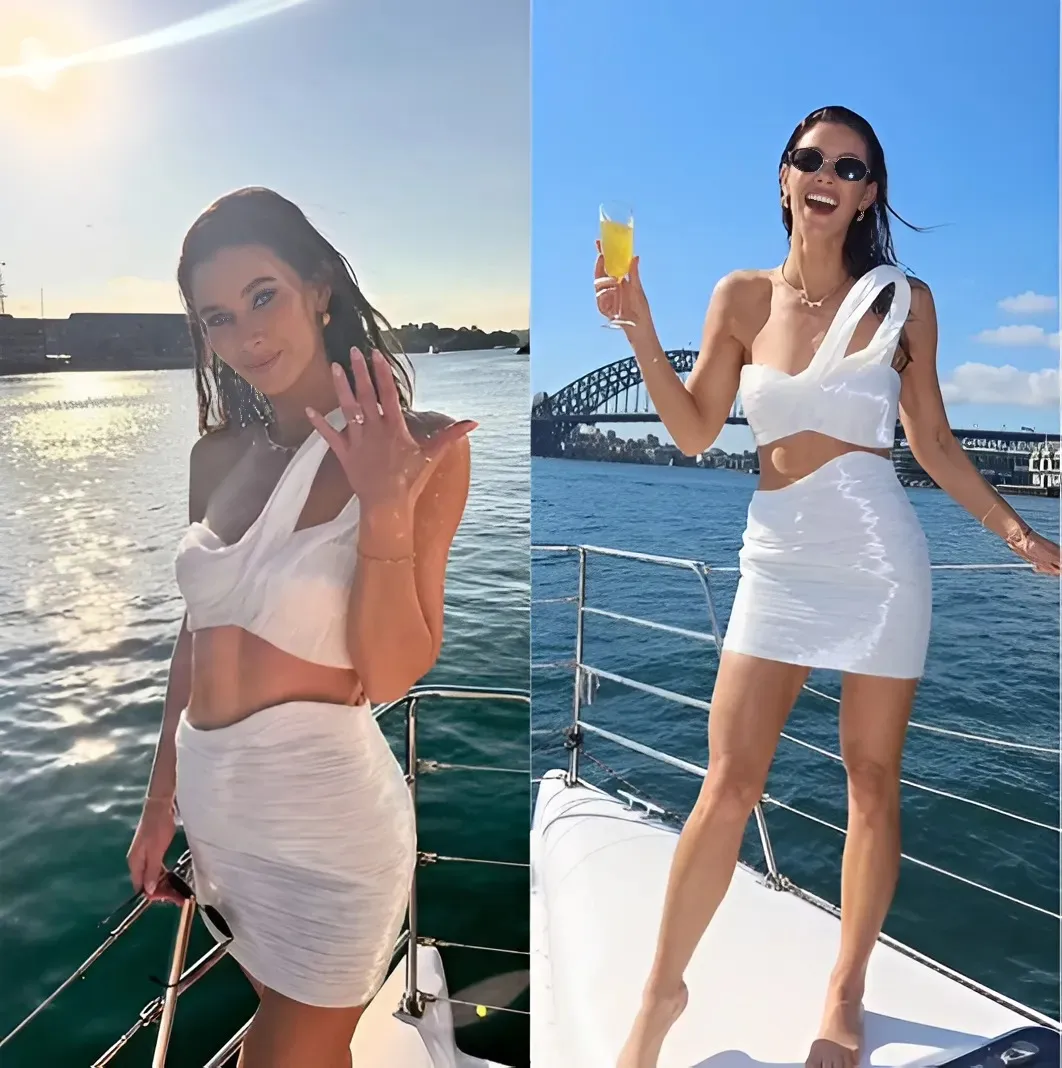 Brittany Hockley dons racy two piece at her glamorous hens party aboard a yacht on Sydney Harbour ahead of Bali wedding to fiancé Ben Siegrist