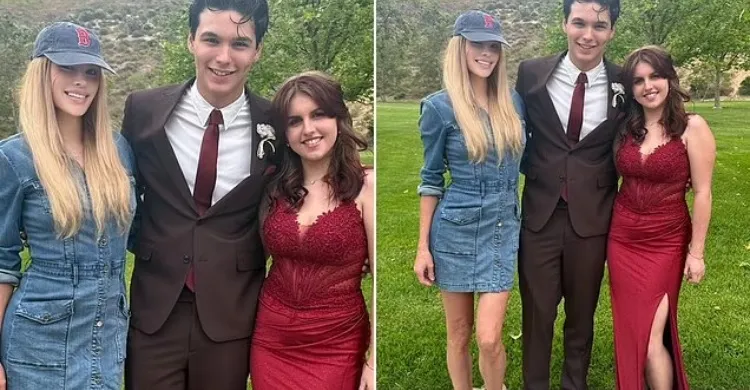 Brandi Glanville's son towers over her as he goes to prom while she uses a filter to smooth out facial disfigurement