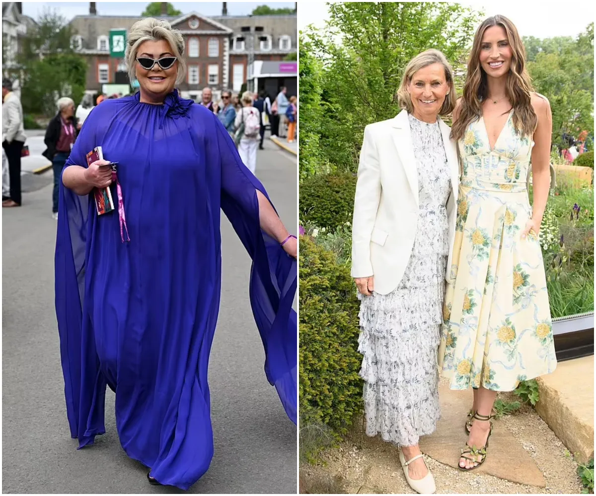 Gemma Collins slips her slimmer frame into a sheer dress as she joins glamorous Ferne McCann, Tasha Ghouri and Myleene Klass at star-studded Chelsea Flower Show - suong
