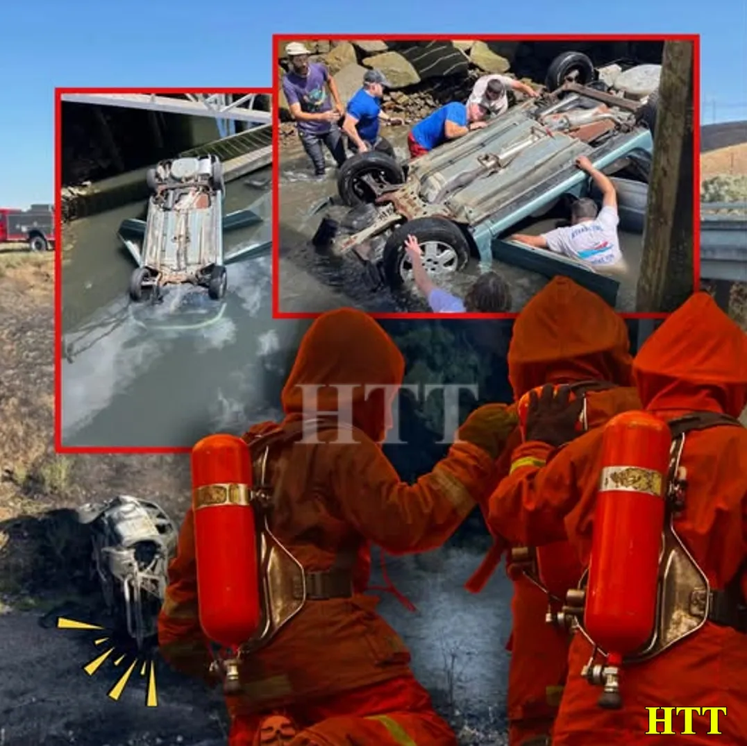 Off-Duty Firefighters Rescue 3 After Car Plunges ’15-20 Feet’ Upside-Down into Water, Saving Them from ‘Mortal Danger’