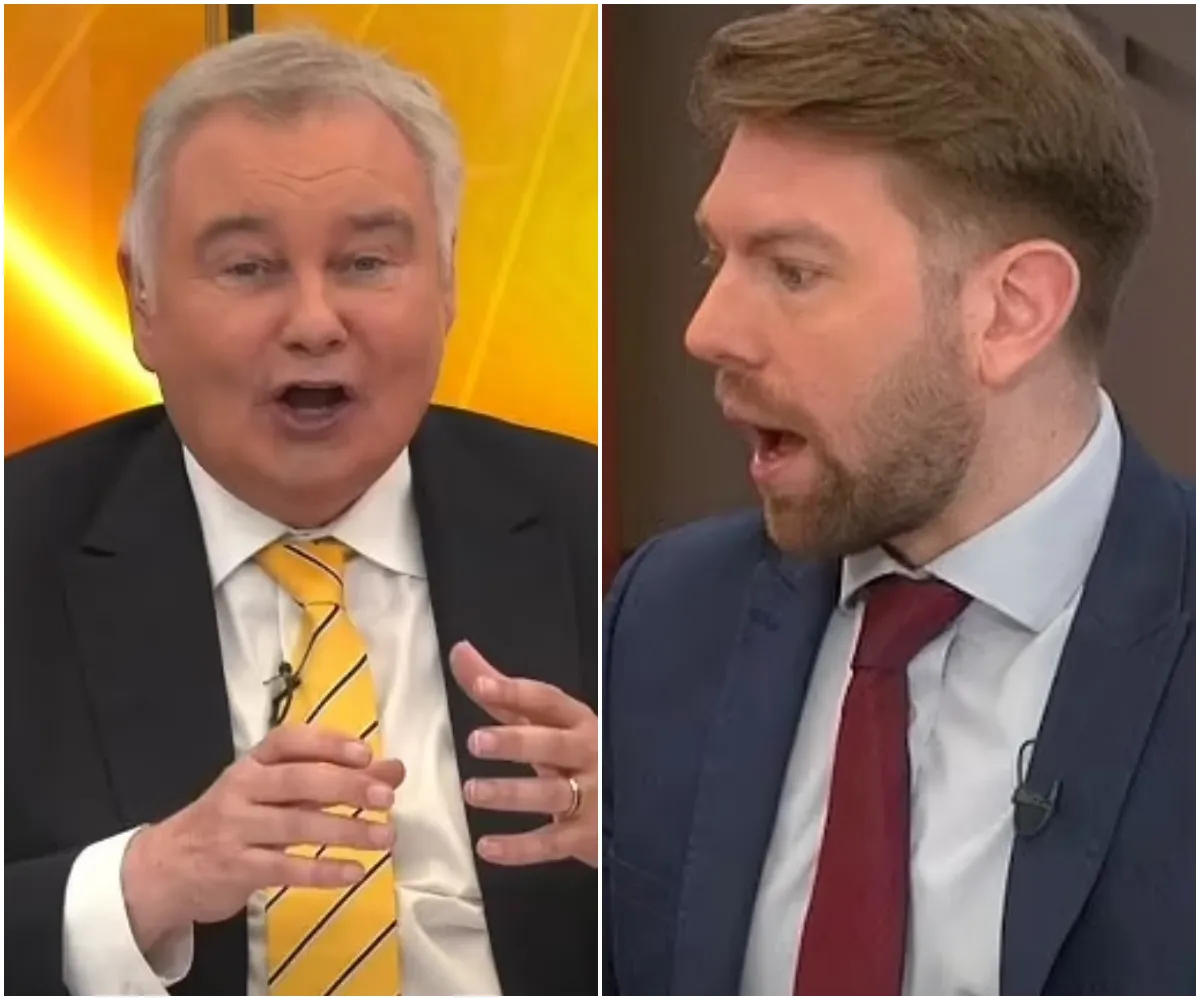 Eamonn Holmes, 65, suffers another on-air mishap as he FALLS from his chair live on GB News – just two weeks after being rushed to hospital following a collapse in his bathroom at home - suong