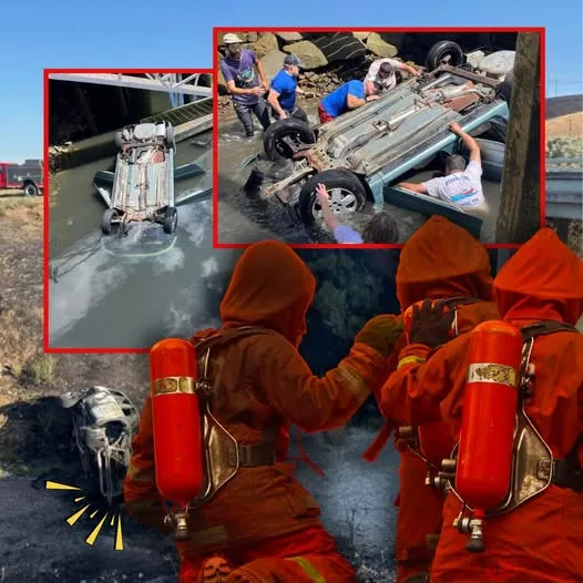 Off-Duty Firefighters Rescue 3 After Car Plunges ’15-20 Feet’ Upside-Down into Water, Saving Them from ‘Mortal Danger’
