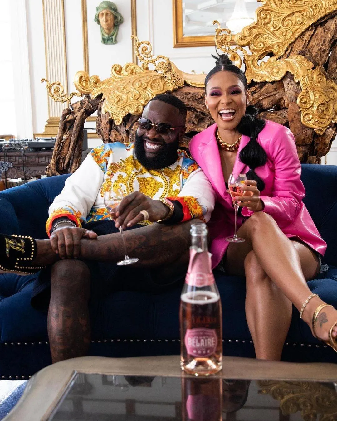 Rick Ross and his wife count money in newly purchased gold-plated villa on most beautiful beach on the planet