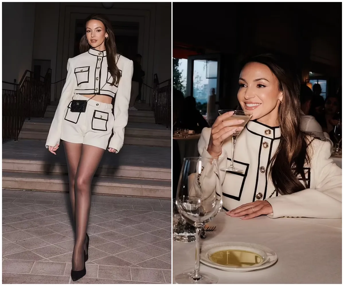 Michelle Keegan oozes elegance in striking black and white ensemble as she sips cocktails at the Cannes Film Festival – just two months after welcoming her first child - suong