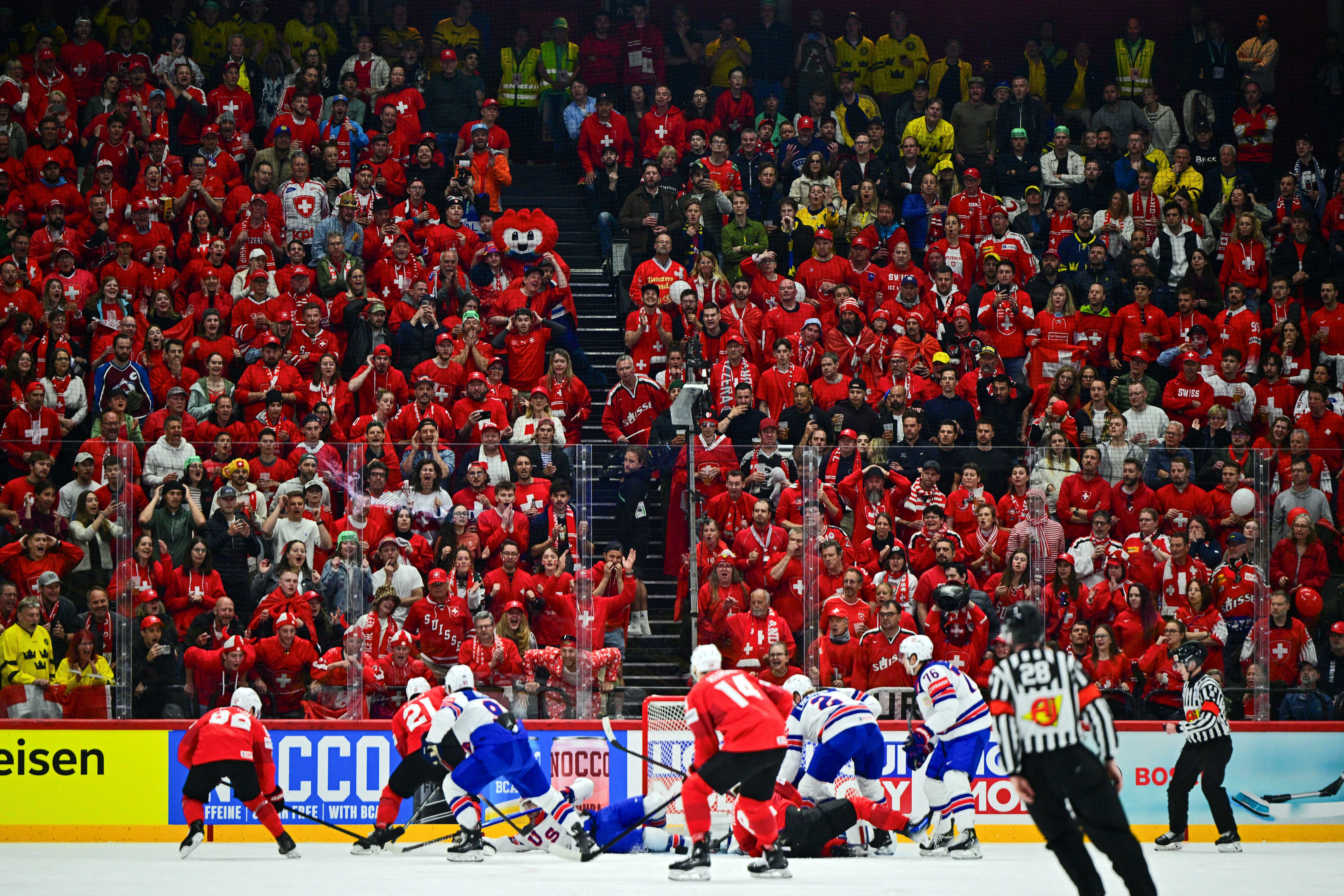 Lightning' J.J. Moser and the Switzerland were defeated 1-0 in an overtime battle by Team USA