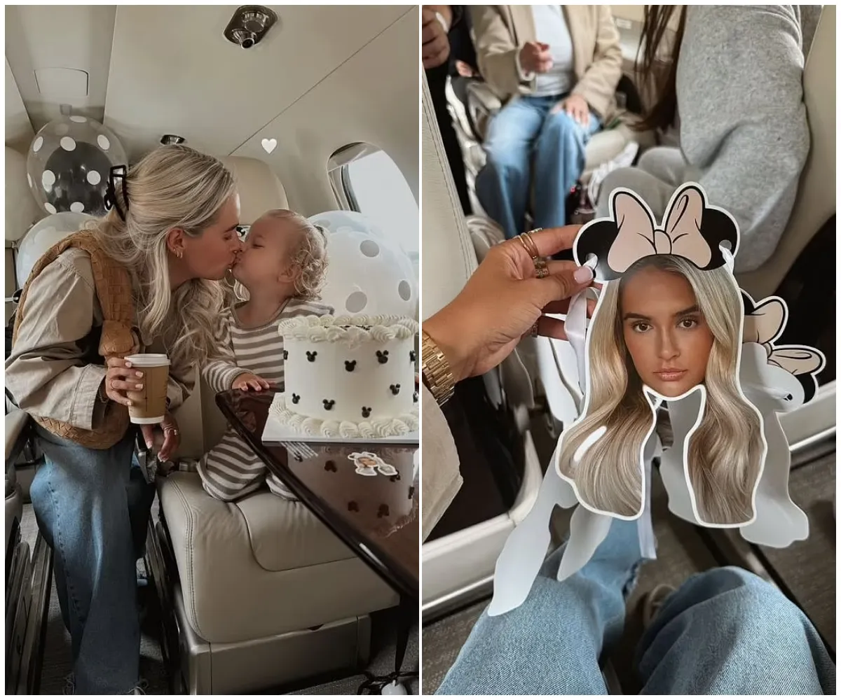 Molly-Mae Hague jets off to Disneyland Paris on a lavish private plane filled with balloons and cake for her 26th birthday — just days after hospital dash sparked health scare following luxury Dubai getaway with fiancé Tommy Fury - suong