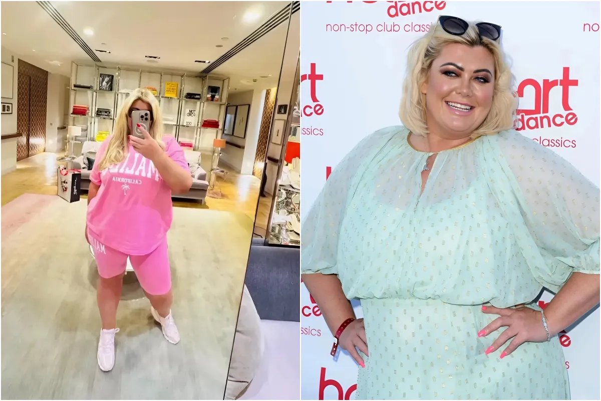 Gemma Collins shows off her two stone weight loss in pink cycling shorts ngocc