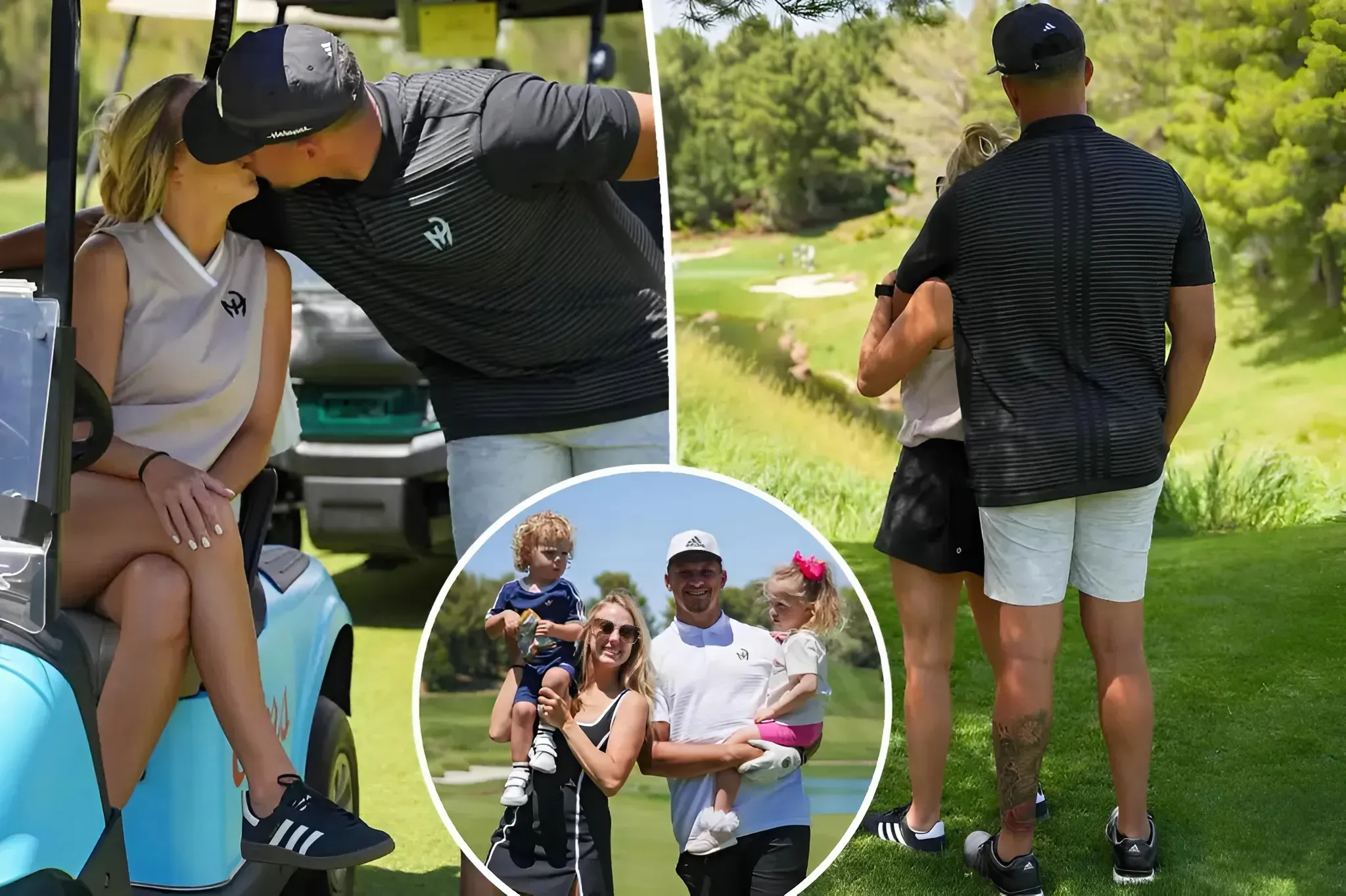 Patrick and Brittany Mahomes pack on sweet PDA during family golf outing with their kids