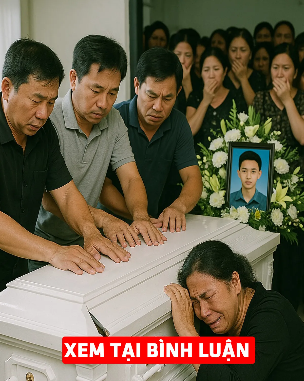 Đến giờ đẹp, qu-/an t/ài của cậu thanh niên m/ất trẻ đóng nắp mãi không khớp, cả nhà xúm vào gỡ ra đem đi đổi lại