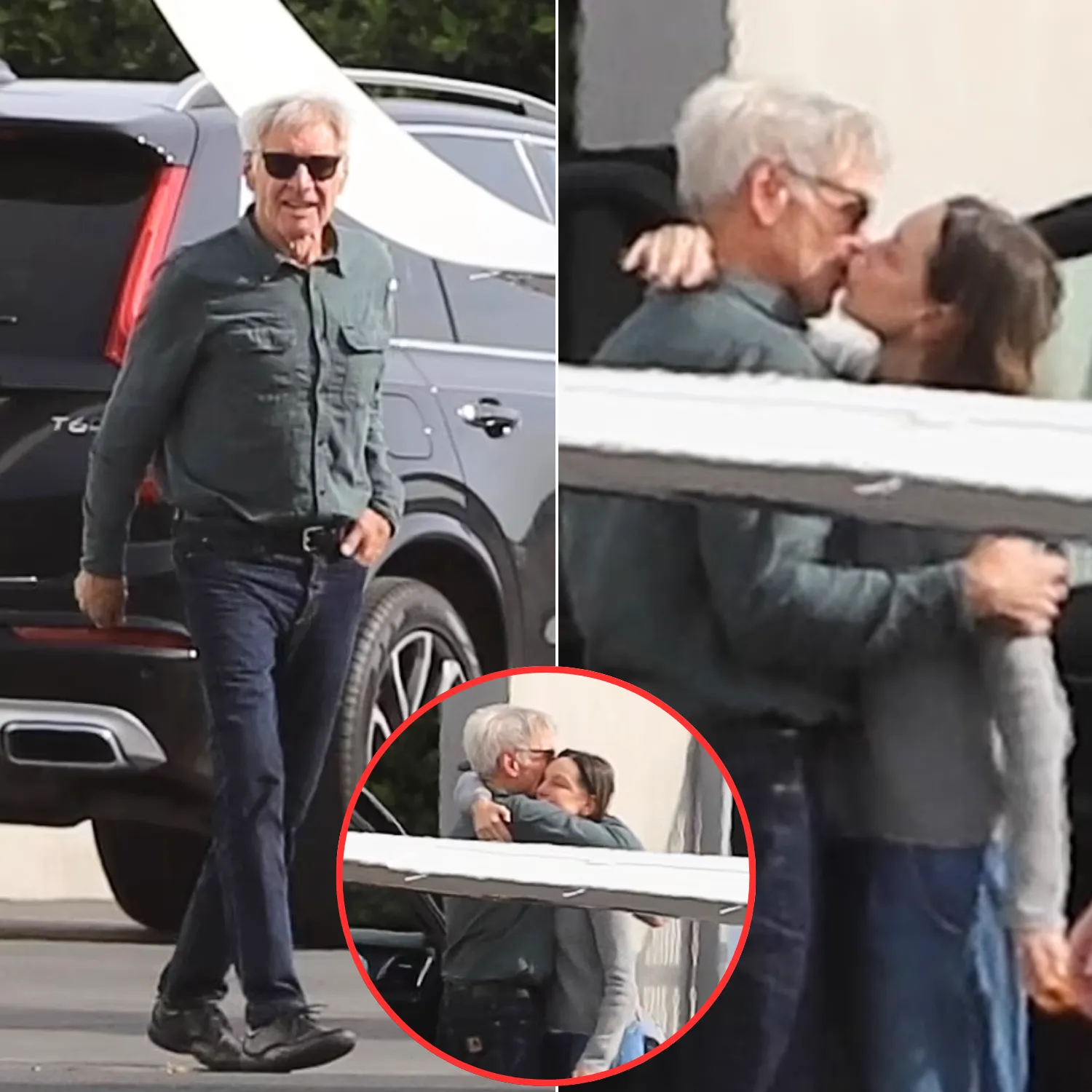 Harrison Ford, 81, Shares Sweet Kiss with Wife Calista Flockhart, 59, by Private Jet After Thanksgiving in Montana