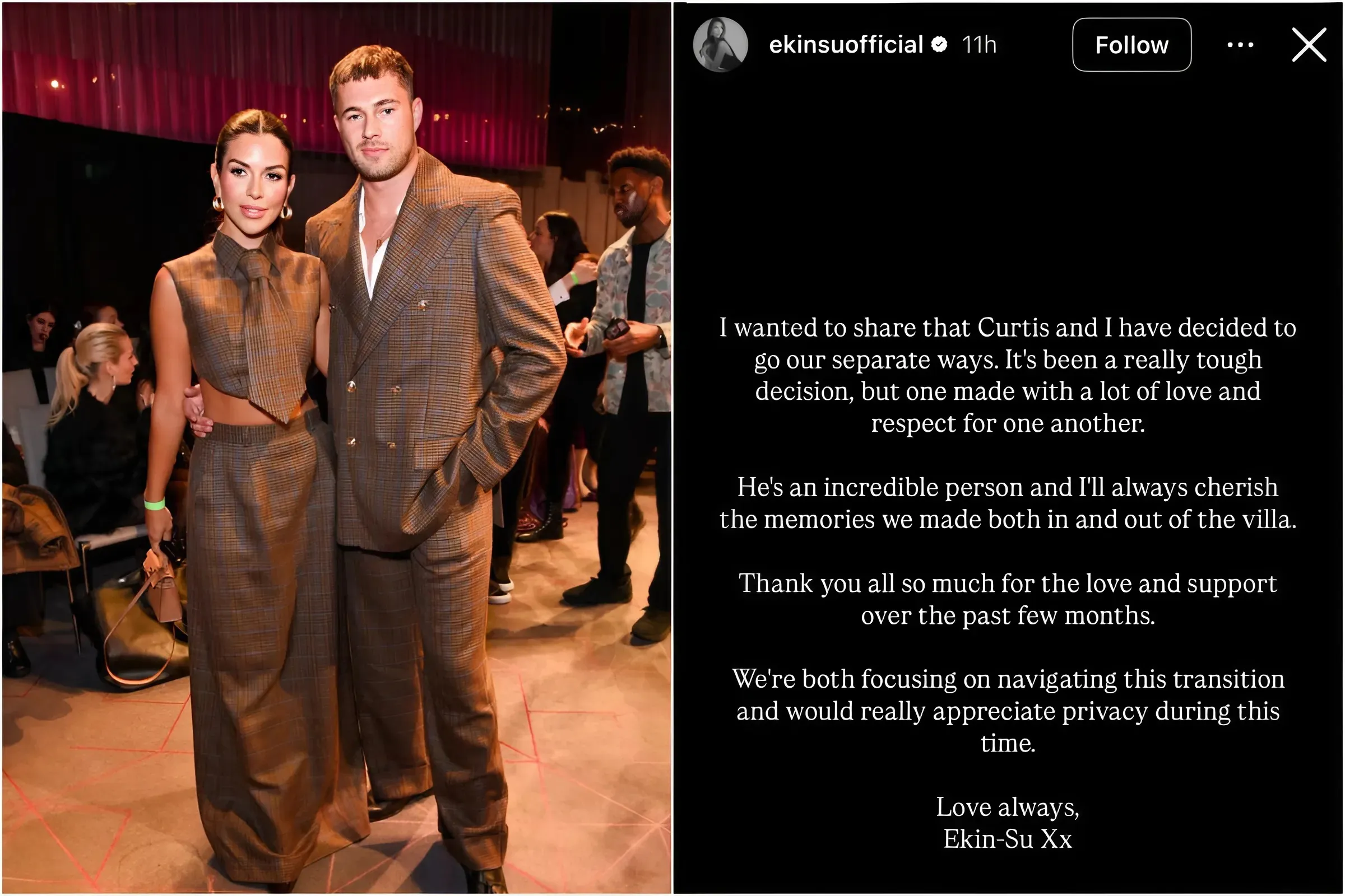 Love Island UK Stars Ekin-Su CülcüloğLu and Curtis Pritchard Announce Split: Read Their Heartfelt Statements trucc
