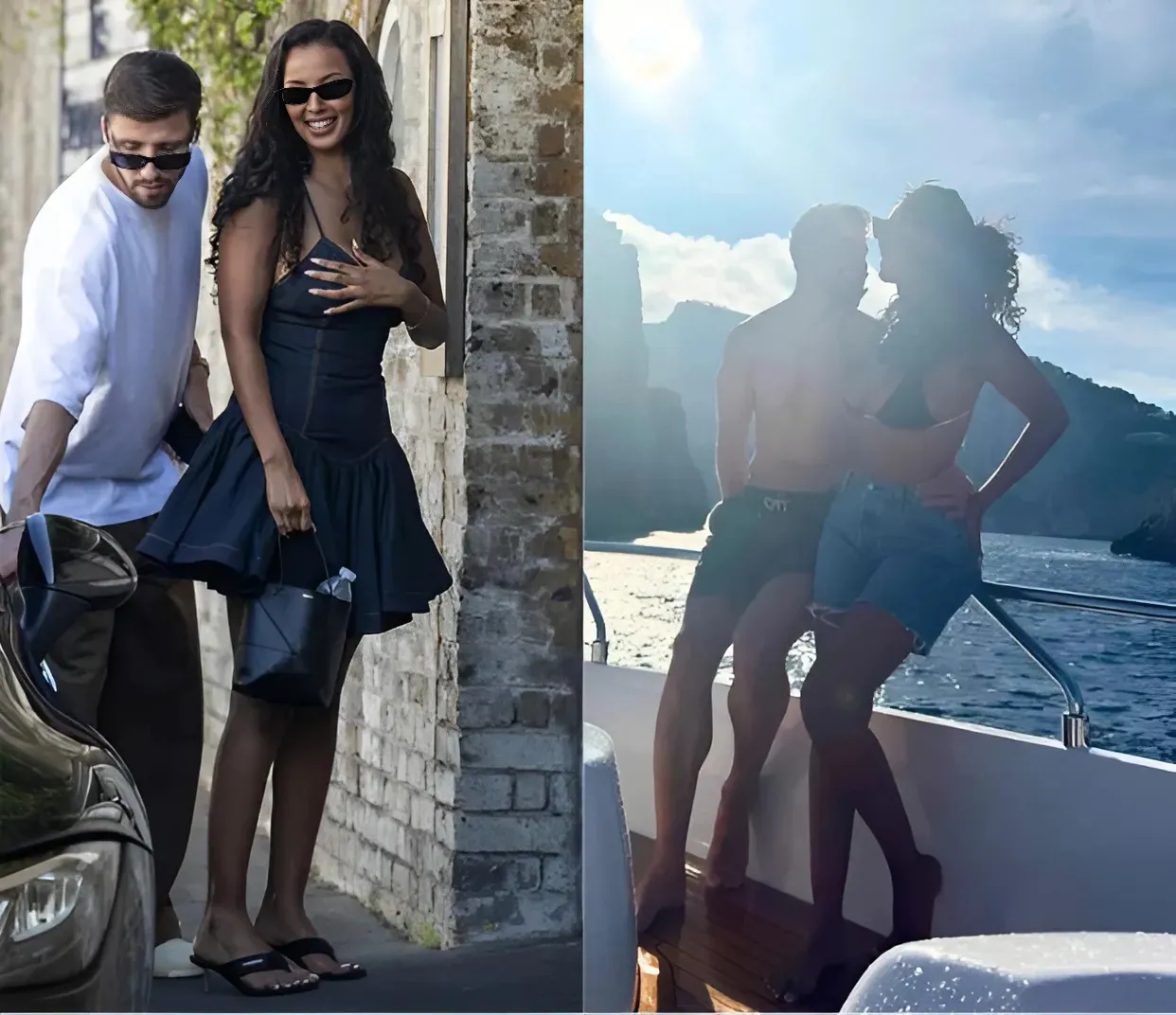 Maya Jama shares first pic with new man Ruben Dias as they cuddle on luxury yacht trip