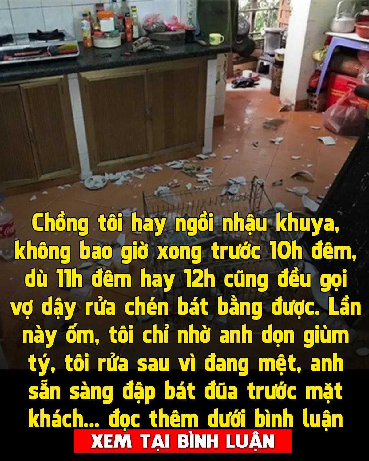 Chồng đập mâm bát trước mặt khách khi tôi nhờ anh dọn