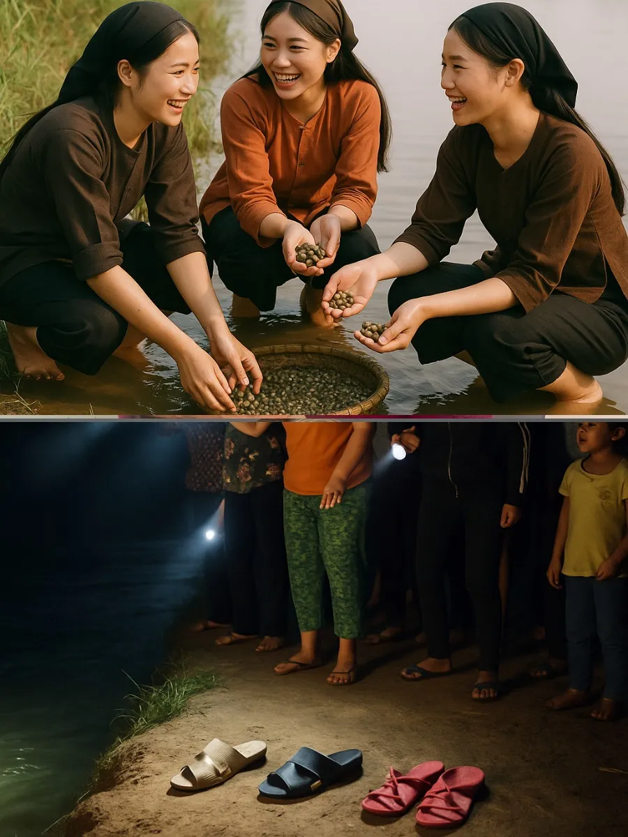 3 cô gái trẻ nhất xóm đi bắt hến dưới sông rồi để lại 3 đôi dép trên bờ, dân làng đêm đó thức trắng đi tìm