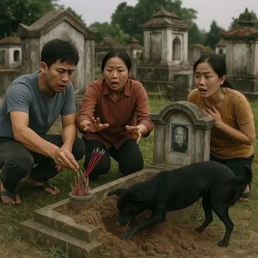 Ngày giỗ 49 ngày bà, con chó đen bỗng lao đến đào bới liên tục mãi trước ngôi m;/ộ nào ngờ đến khi nó đào sâu xuống, cả nhà ch/ết lặng bỏ chạy...