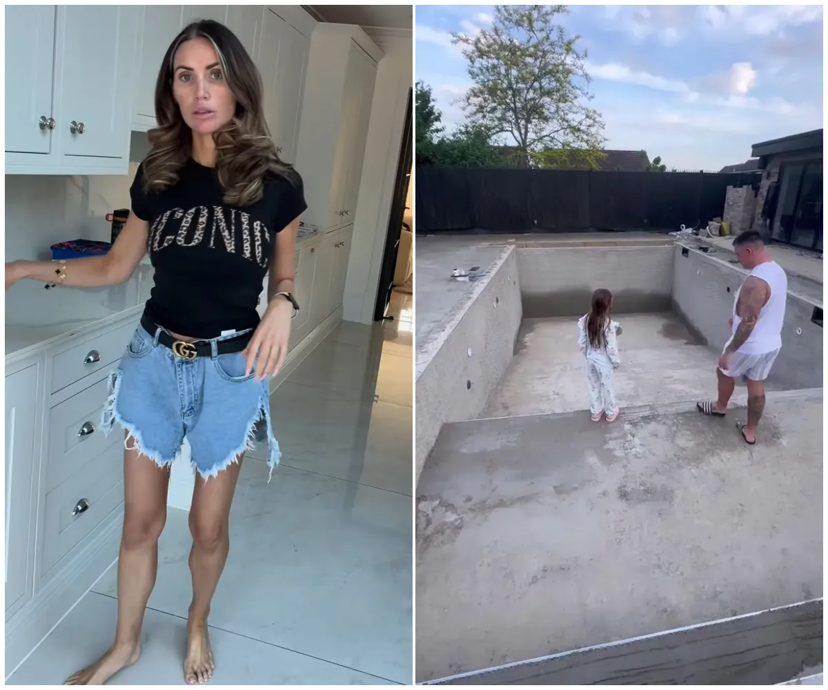 Amy Childs sparks panic among fans after sharing video of shockingly deep home swimming pool under construction – just days after cancelling wedding to fiancé Billy Delbosq amid drastic weight loss - suong