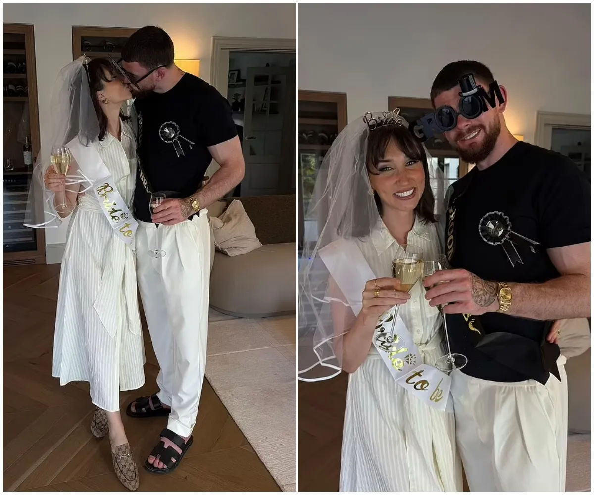 Megan McKenna and footballer fiancé Oliver Burke share intimate snaps from joint stag and hen party as wedding countdown begins – champagne toasts, bridal veils and one emotional tribute behind the smiles - suong