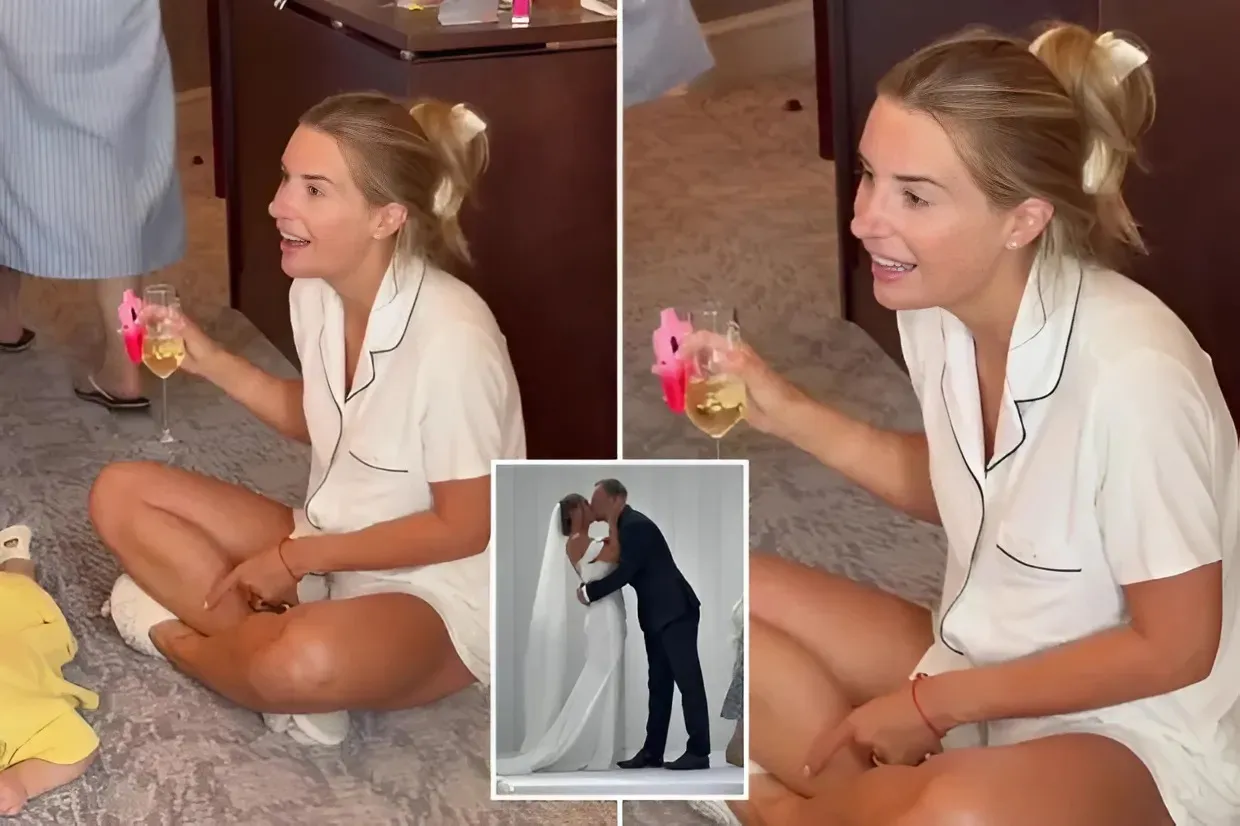 Dani Dyer shares behind-the-scenes snaps of her wedding morning as she sips champagne and clutches a vape