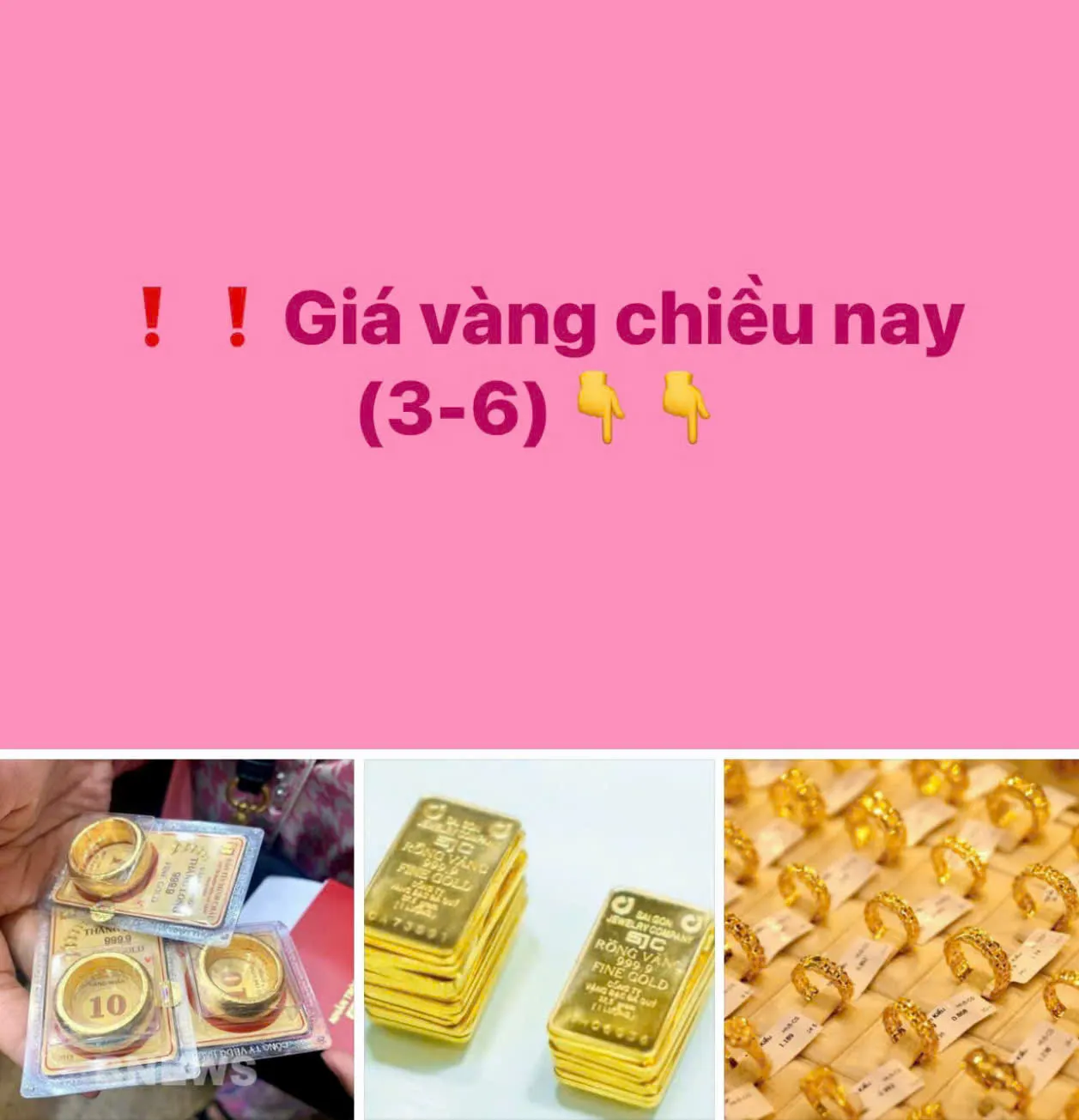 Giá vàng chiều nay (3-6-2025)