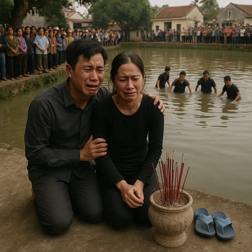 Đứa trẻ được cho là đi chơi quanh hồ làng như mọi ngày, nhưng sau đó không thấy quay về, bố mẹ đi tìm thì mới tá hỏa
