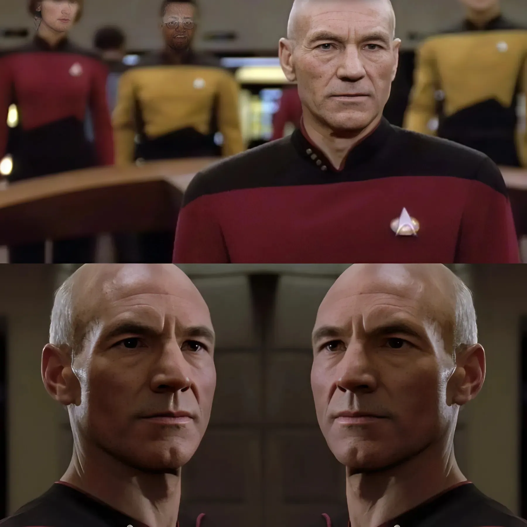 Sir Patrick Stewart exists in Star Trek - and Jean-Luc Picard read up on him during The Next Generation thanks to an easter egg