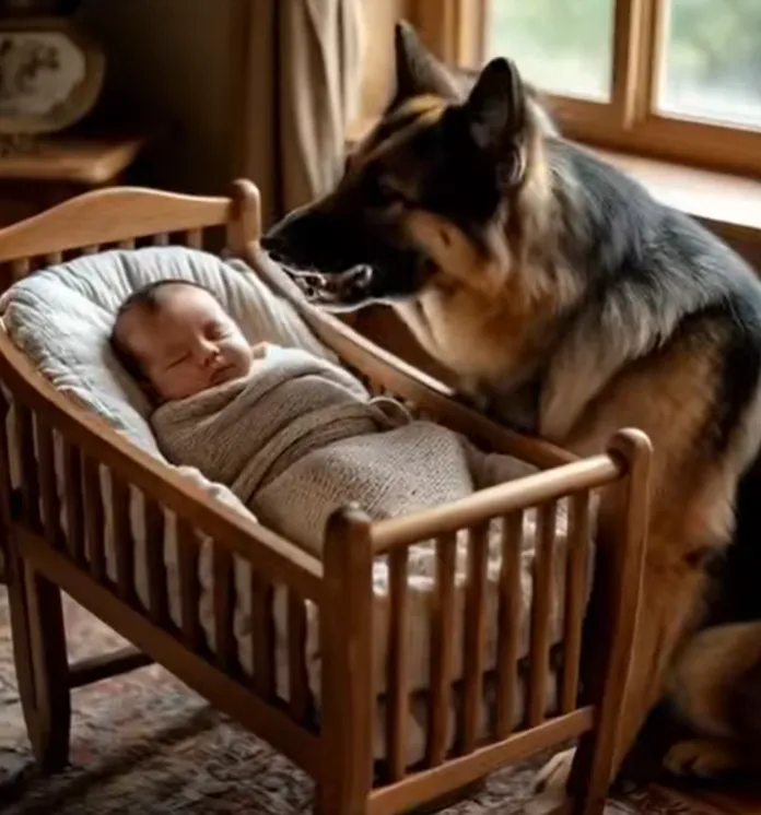 Đêm nào chú chó cưng cũng trèo lên người em bé với dáng vẻ như đang h///ăm dọ///a