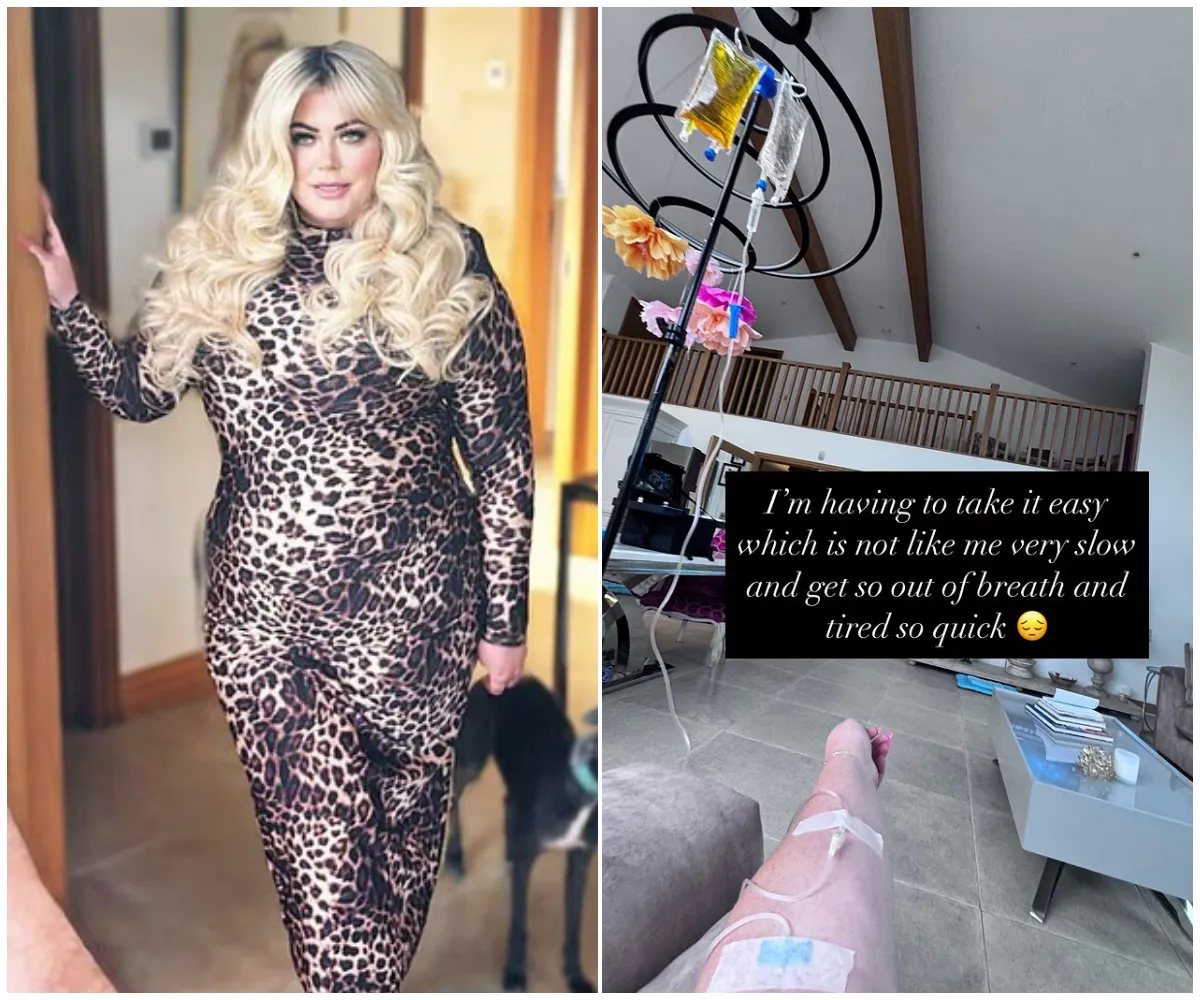 Gemma Collins, 44, STRUCK DOWN with pneumonia after WEEKS of unexplained silence – reality star shares health scare from hospital bed as fans express concern over drastic weight loss and ‘Ozempic face’ fears - suong
