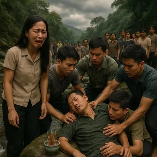 Người đàn ông vào trong rừng lấy củi thì bất ngờ đ-ột t;/ử ở khe suối, dân làng mang về nhà làm đám t-ang thì ng;ã ng;ửa