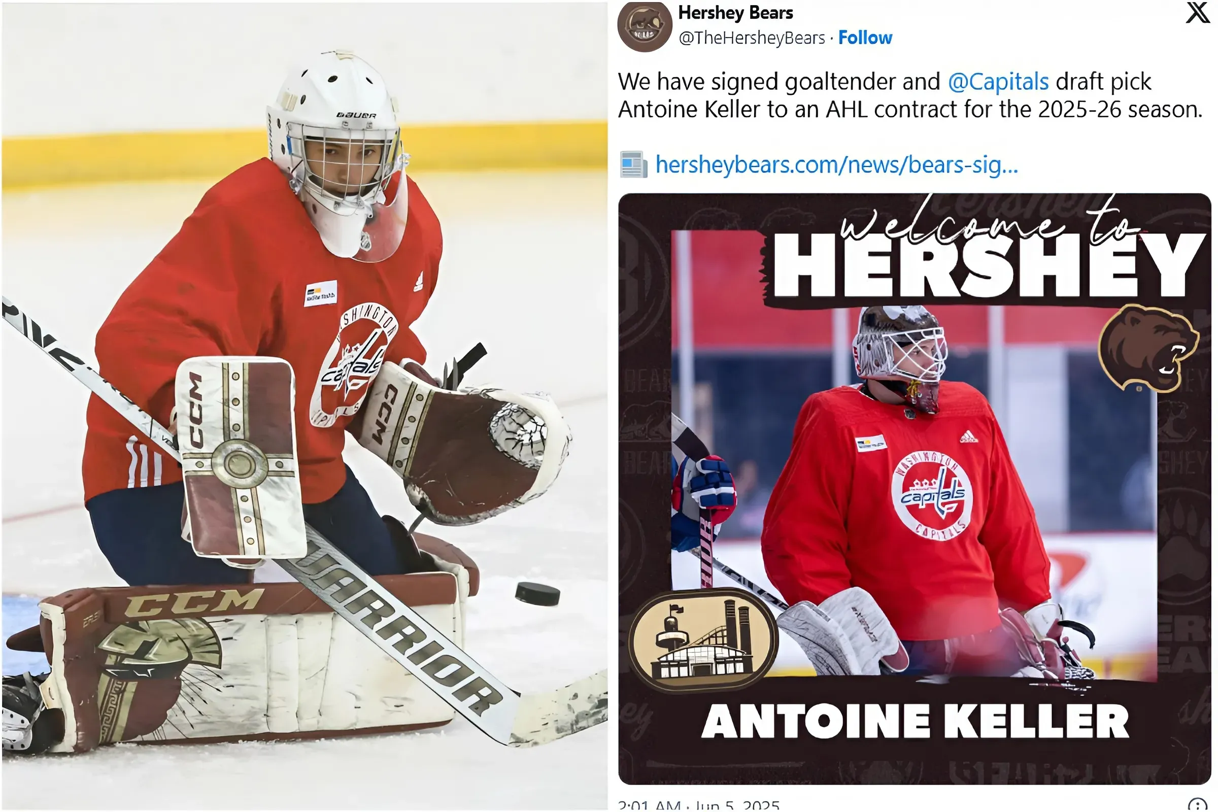 Hershey Bears Ink Capitals Draft Pick Antoine Keller to One-Year AHL Deal trucc
