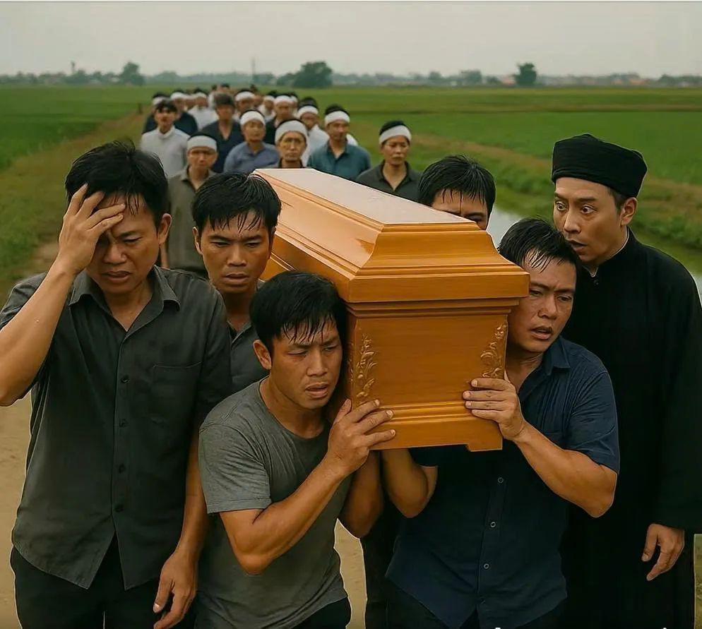 Qu-an t/ài đang được khiêng ra đồng bỗng nhiên nặng gấp đôi, càng đi càng nặng khiến 4 thanh niên quỵ xuống ngay tại chỗ