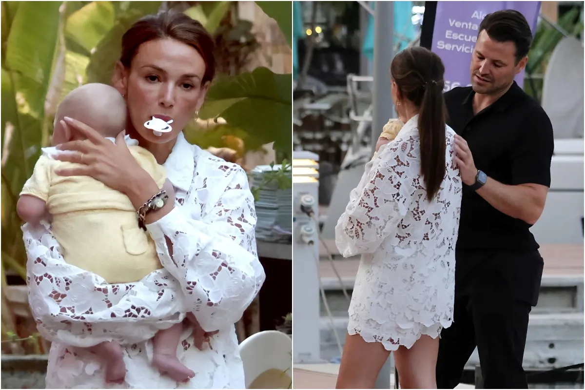 Michelle Keegan cradles baby Palma on birthday day out with Mark Wright in Spain ngocc