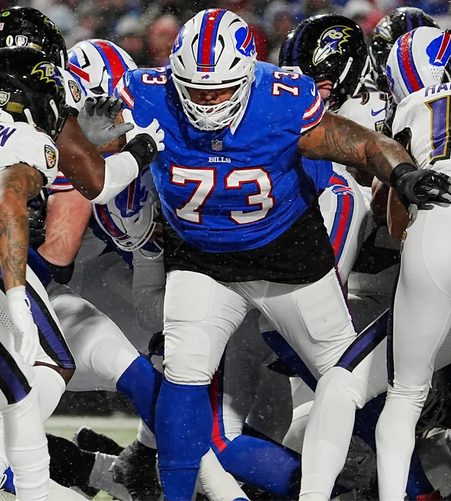 Bills' Dion Dawkins shares edit gracing the cover of legendary NFL game