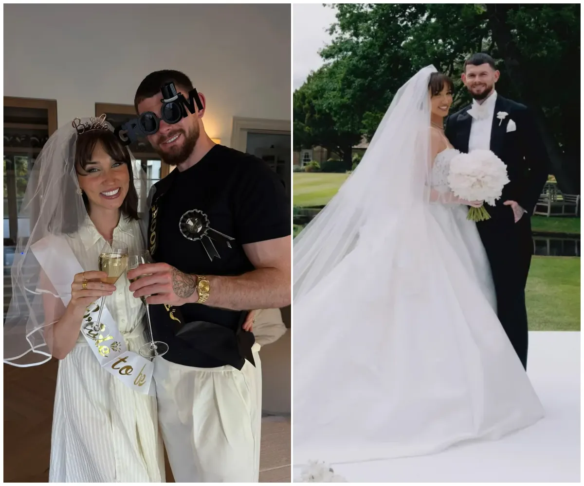 "Mr & Mrs Burke!" – Megan McKenna stuns in breathtaking silk ballgown as she ties the knot with footballer Oliver Burke in a lavish countryside ceremony just months after welcoming baby Landon - suong