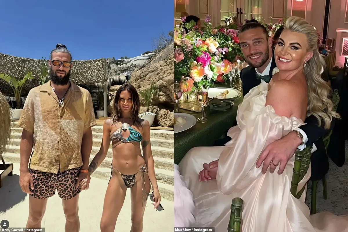 'Tensions between Andy Carroll and ex Billi Mucklow are set to explode' as he shares holiday snaps with girlfriend Lou Teasdale while she's at home with their children liennhi