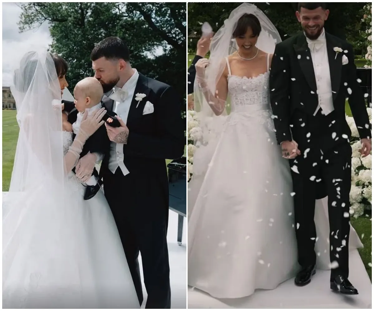 "We said 'I do' in a dream" – Megan McKenna stuns in two breathtaking couture gowns as she shares magical new photos from her fairytale wedding to footballer Oliver Burke… including heart-melting snaps with their baby son Landon, 6 months - suong
