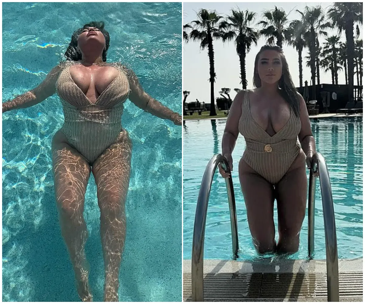 ‘Heavy, fake and not me anymore’ – TOWIE’s Lauren Goodger puts on an eye-popping display in plunging swimsuit during Portugal getaway… just weeks after revealing plans to REMOVE her breast implants and return to her natural self - suong