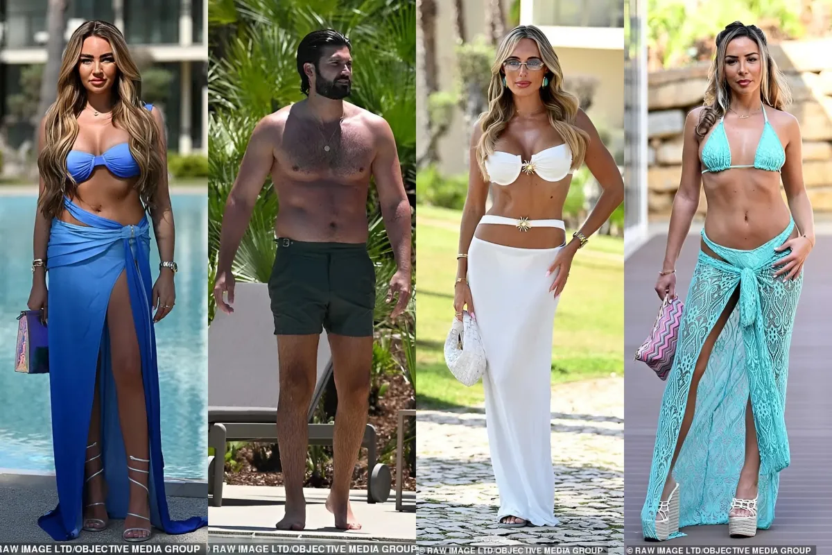 TOWIE's Ella Rae Wise faces awkward run-in with ex Dan Edgar as she is joined by bikini-clad Elma Pazar and Amber Turner for filming of 15th anniversary special in Portugal liennhi