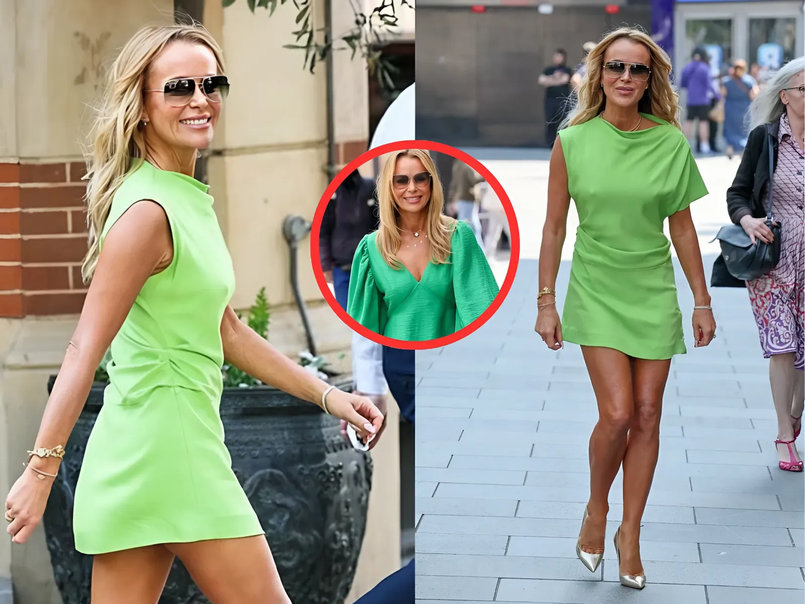 Amanda Holden, 54, puts on a leggy display in zesty green mini dress as she heads to work in the sunshine