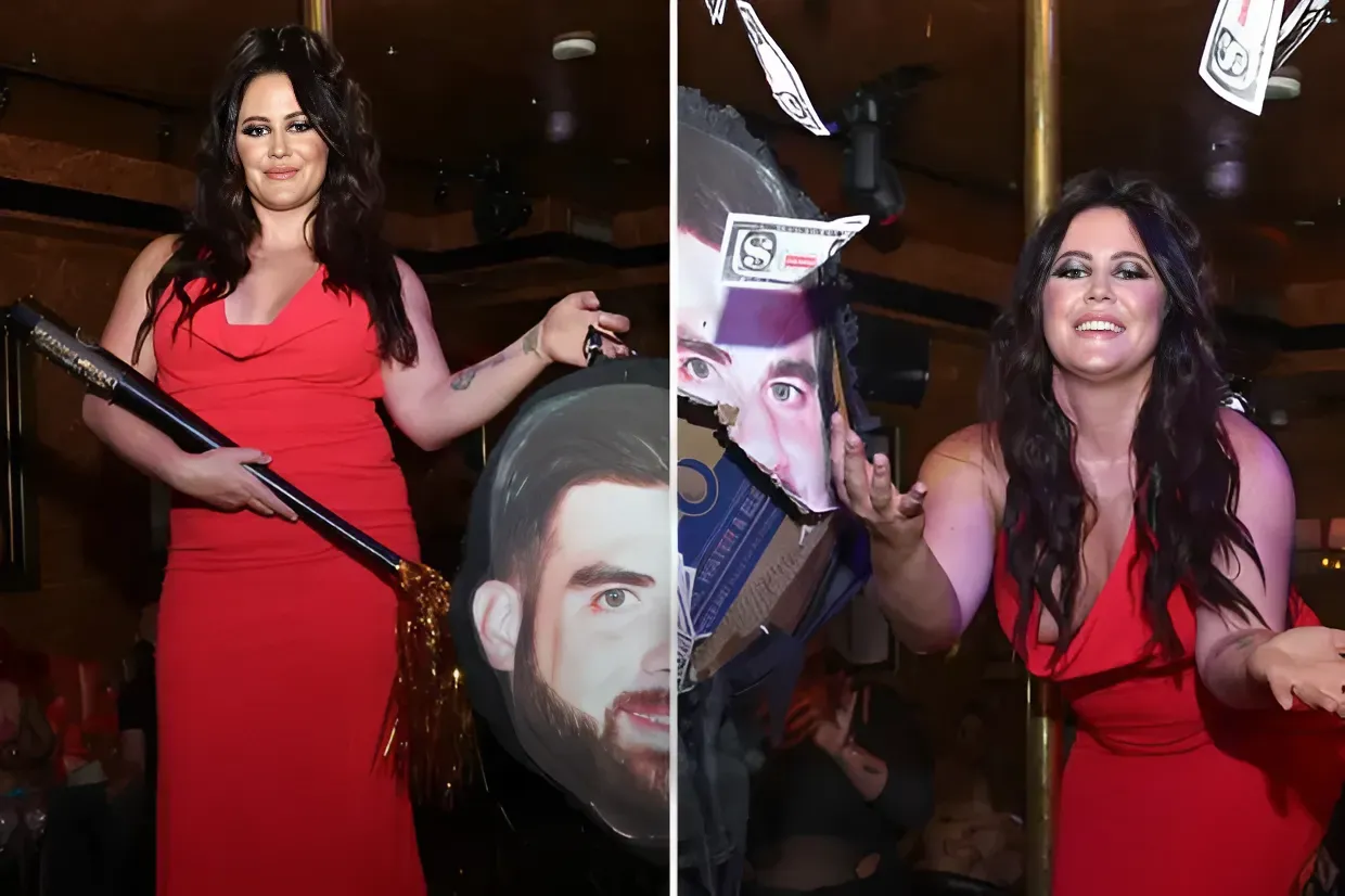 Teen Mom Jenelle Evans smacks ex David Eason’s face on a piñata at NYC strip club as she celebrates divorce party
