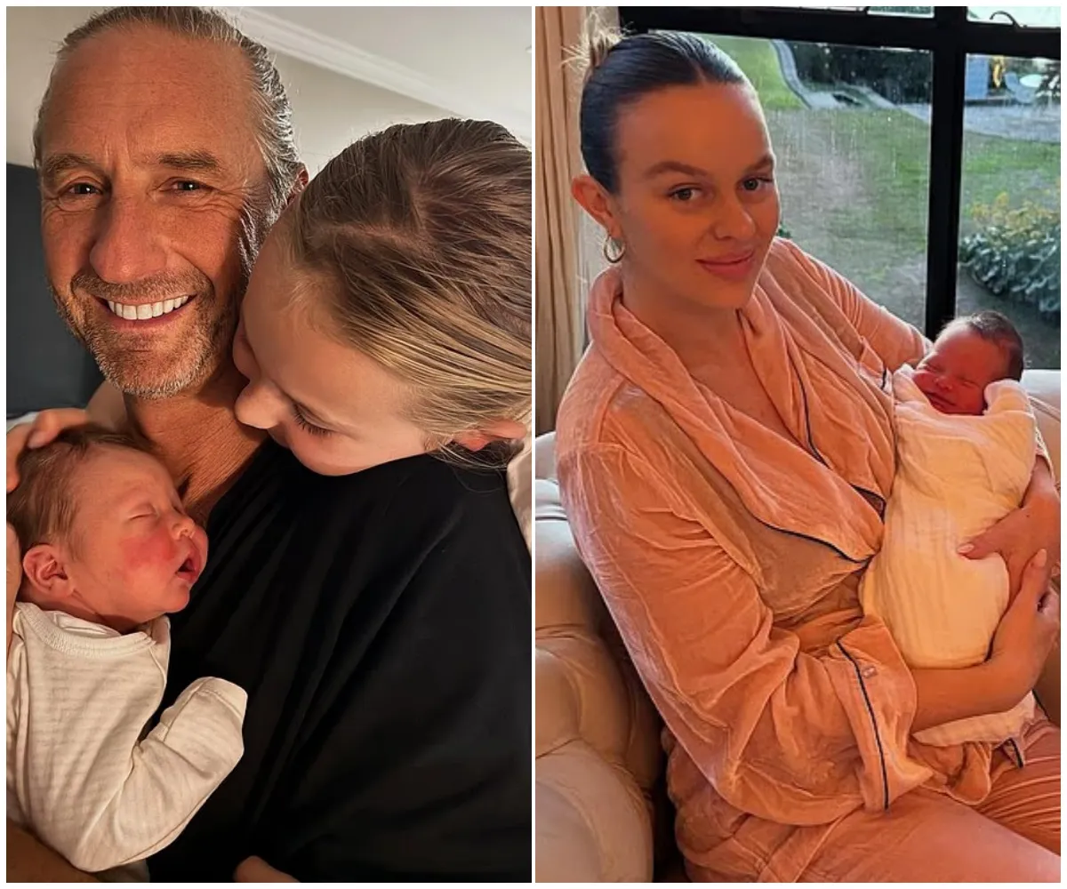Baby joy! Billionaire pub baron Justin Hemmes, 52, welcomes first child with model girlfriend Madeline Holtznagel, 28 – as couple share intimate newborn snaps and reveal emotional meaning behind their baby boy’s name - suong