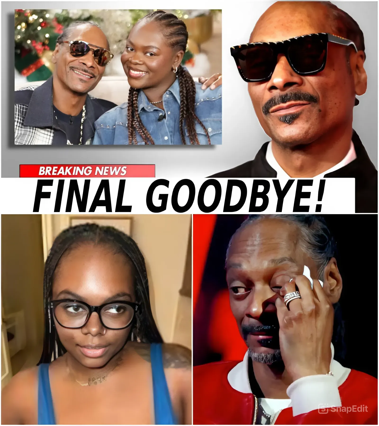 Sad news: 1 hour ago, in Los Angeles, California At the age of 53, Snoop Dogg announced in tears while saying goodbye to his daughter!, she has … Sad news: 1 hour ago, in Los Angeles, California At the age of 53, Snoop Dogg announced in tears while saying goodbye to his daughter!, she has …