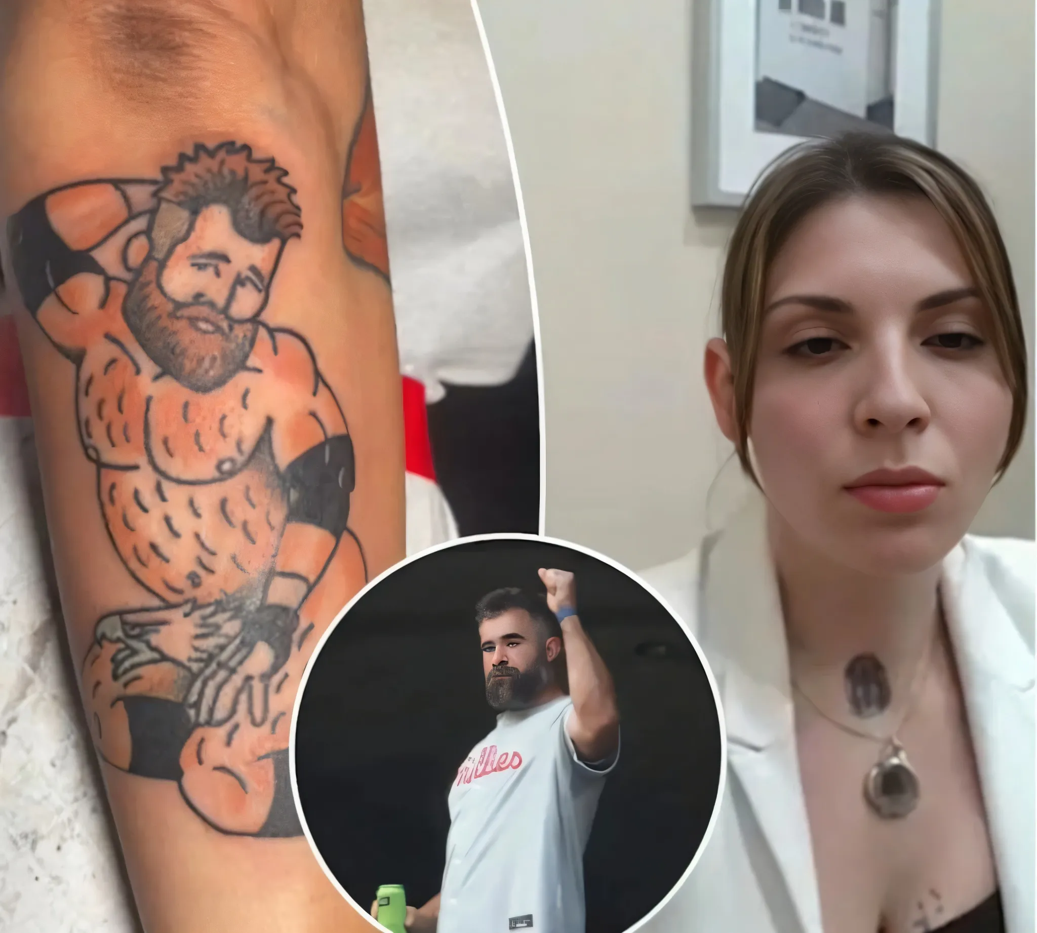 Jason Kelce Goes Skin to Win With Risque Tattoo on Giants’ Fan