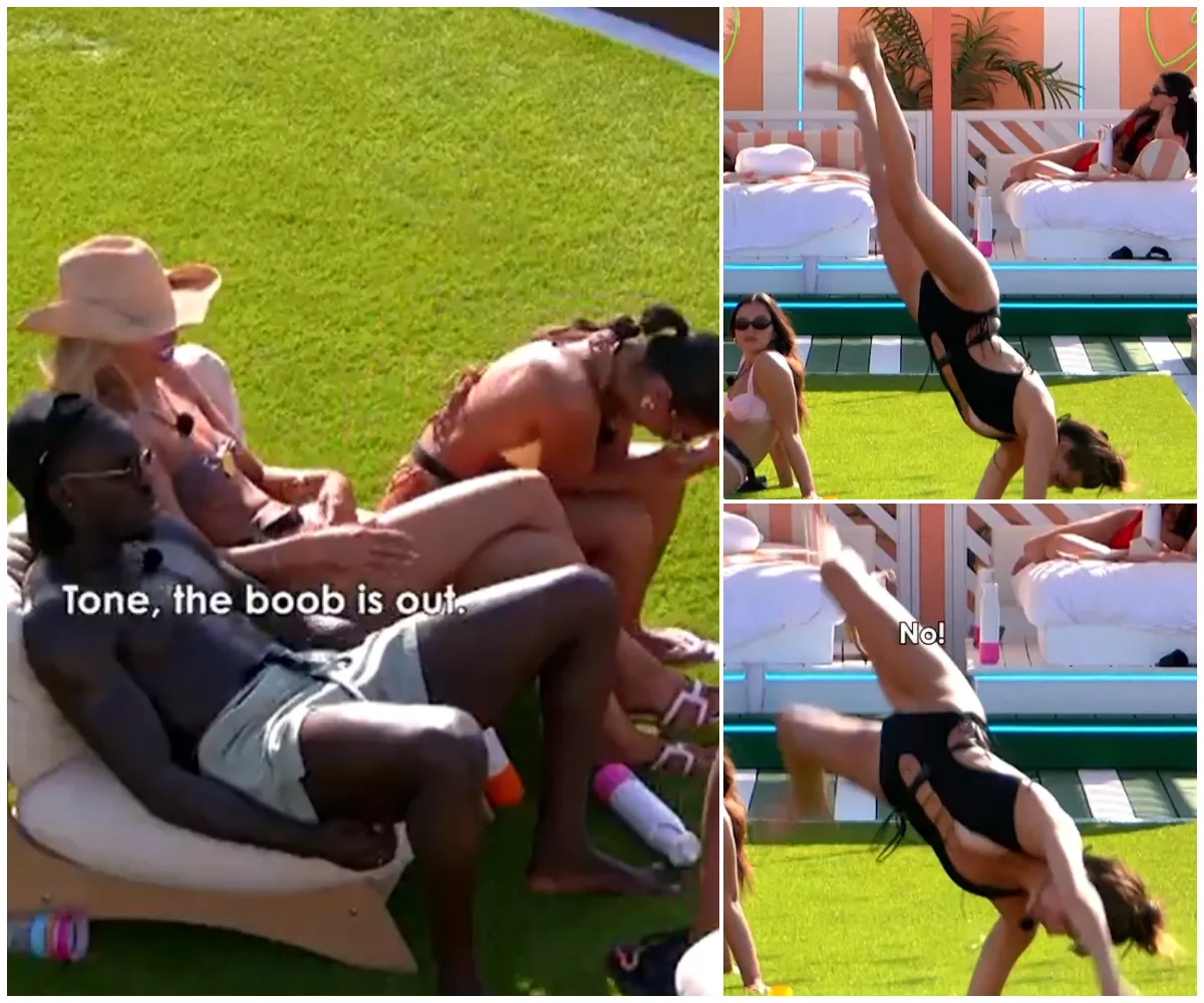 “Tone, the boob is out!” – Love Island’s Toni suffers eye-popping wardrobe malfunction during wild cartwheel as stunned Islanders and viewers erupt in laughter over bikini blunder - suong