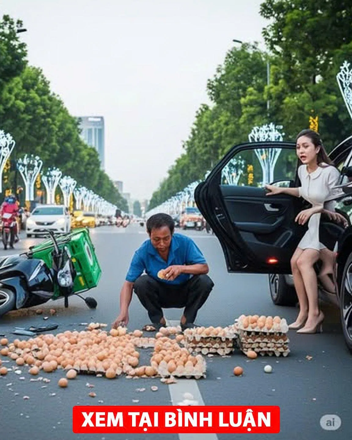 Người giao trứng ngh/èo bị ng/ã giữa đường nhưng không ai giúp đỡ, bất ngờ một cô gái đi xe sang vội vàng bước xuống rồi qu/ỳ sụ/p xuống trước mặt ông…