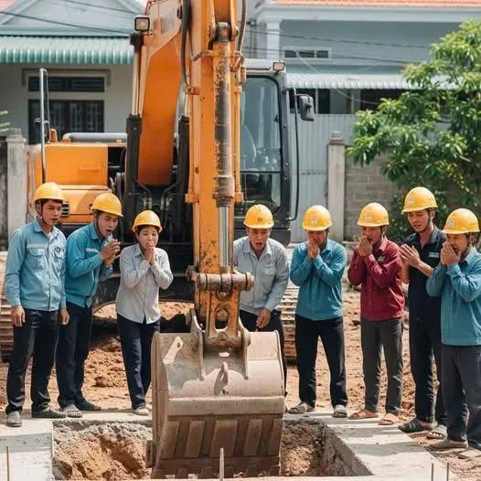 Đội xây dựng cứ đào móng đến đoạn này là máy móc hư, người bị th/ương, đất n/ứt t/oác