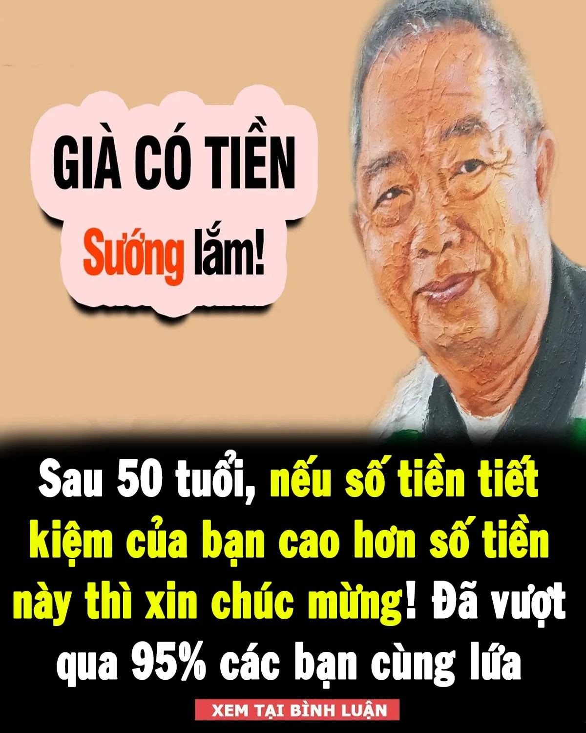Sau 50 tuổi, nếu số tiền tiết kiệm của bạn cao hơn số tiền này thì xin chúc mừng! Đã vượt qua 95% các bạn cùng lứa, bạn nghĩ sao?