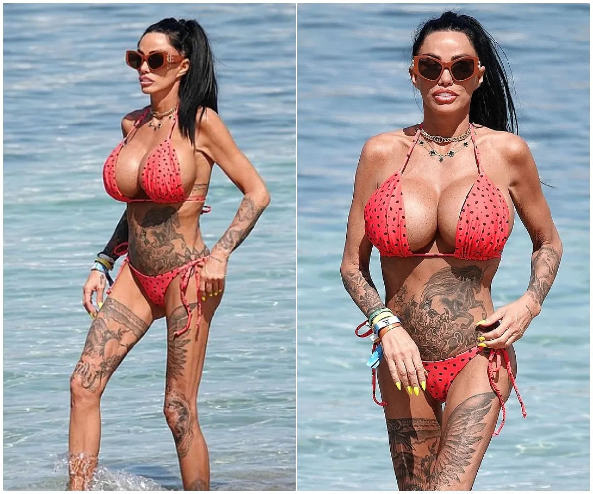 “It was so painful – and it didn’t even look right on me!” – Katie Price flaunts the results of her botched Brazilian Bum Lift in a barely-there polka dot bikini as she hits the beach in Ibiza after alarming fans with dramatic weight loss - suong