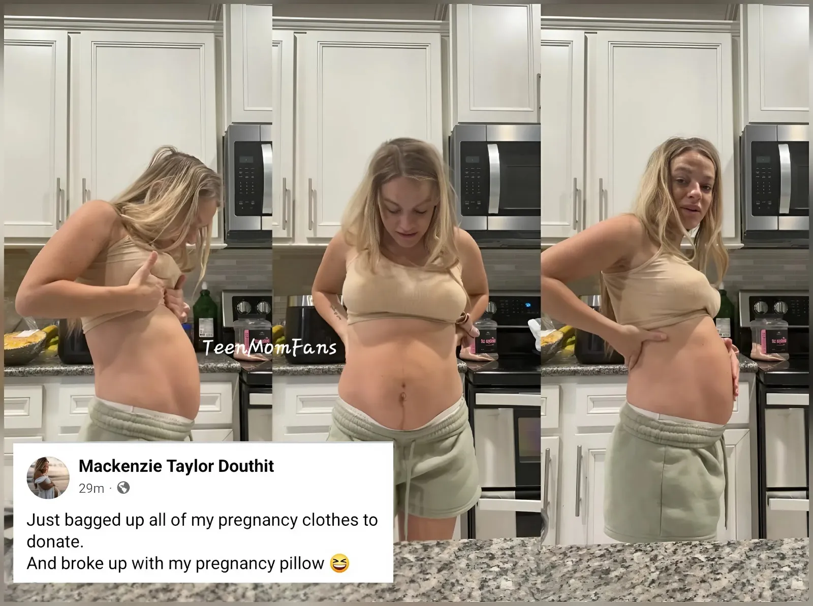 Mackenzie shares a 2 week postpartum update. She says her belly is still very sensitive and hard.