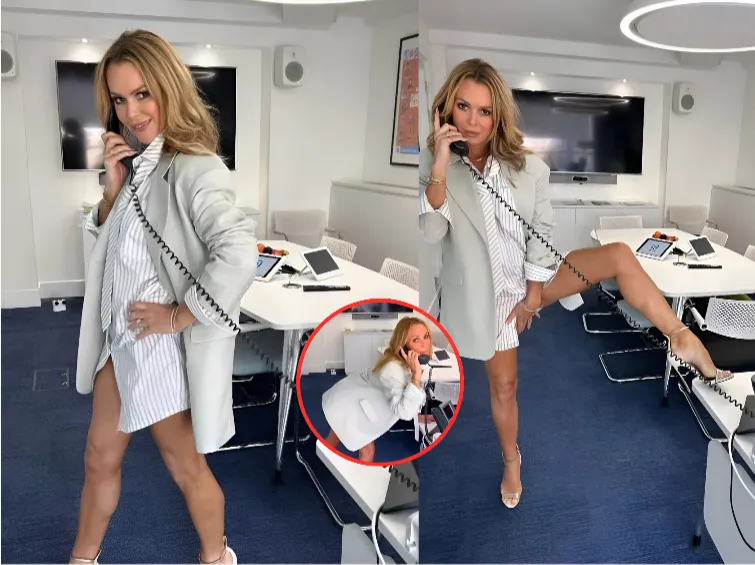 Amanda Holden flashes legs with no trousers on as she declares it's 'so hot'